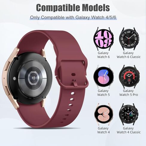 Maledan No Gap Bands Compatible with Samsung Galaxy Watch 7 6 5 4 FE Band 40mm 44m, Galaxy Watch 5 Pro Band 45mm/Watch 6 4 Classic 43mm 47mm 46mm 42mm, 20mm Soft Silicone Sport Wristbands Women Men in Saudi Arabia