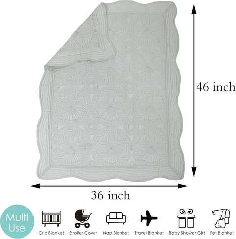 Baby Quilt Personlized Monogram Lightweight Embossed Scalloped Throw Blanket Four Seasons (Pink Gingham) in Saudi Arabia