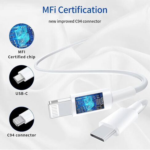 كابلات شحن USB-C إلى iPhone، 1.5 متر، 5 عبوات، متوافقة مع iPhone 14،13،12،11 in Saudi Arabia