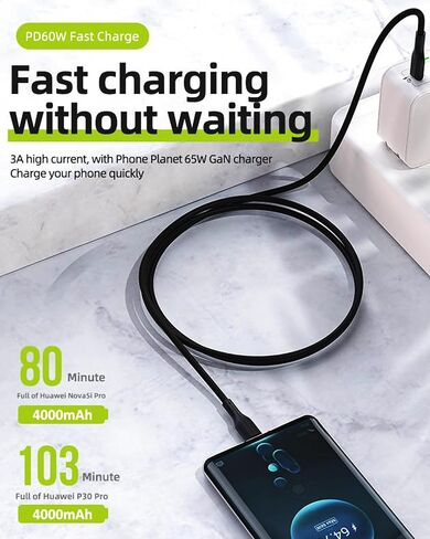 كابل إضاءة سريع الشحن 30 وات كابل إضاءة 3A Zine Alloy Nylon مضفر - لهاتف iPhone 14/14 Pro/14 Pro Max وMacbook وiPad وiPhone 11 و12 و13 و10 و8 و7 وiPhone SE - 4 أقدام in Saudi Arabia