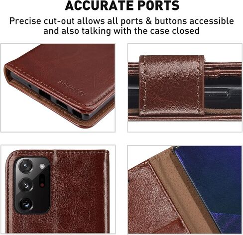 MONASAY Wallet Case Compatible for Galaxy Note 20 Ultra 5G, 6.9 inch, [Included Screen Protector][RFID Blocking] Flip Folio Leather Cell Phone Cover with Credit Card Holder, Brown in Saudi Arabia