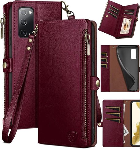XcaseBar for Samsung Galaxy S20 FE Wallet case with Zipper 【RFID Blocking】 Credit Card Holder, Flip Folio Book PU Leather Phone case Shockproof Cover Women Men for SamsungS20FE case Black in Saudi Arabia