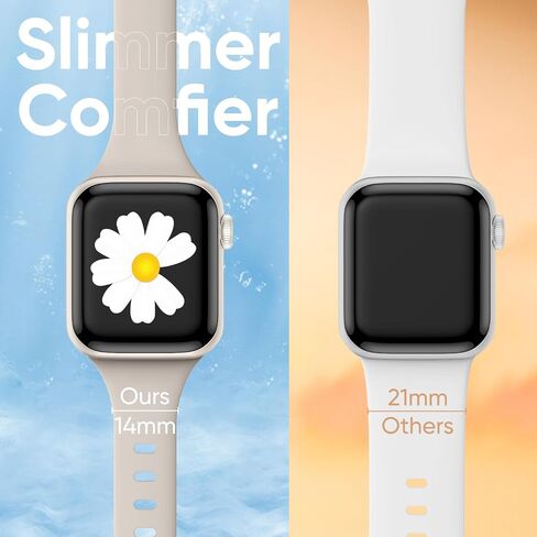 3-IN-1 for Thin Apple Watch Band 40mm 41mm 44mm 45mm with Case & Screen Protector, Slim Skinny Silicone Sport Strap and Cover with 9H Tempered Glass for iWatch Series SE SE2 9 8 7 6 5 4 for Women in Saudi Arabia