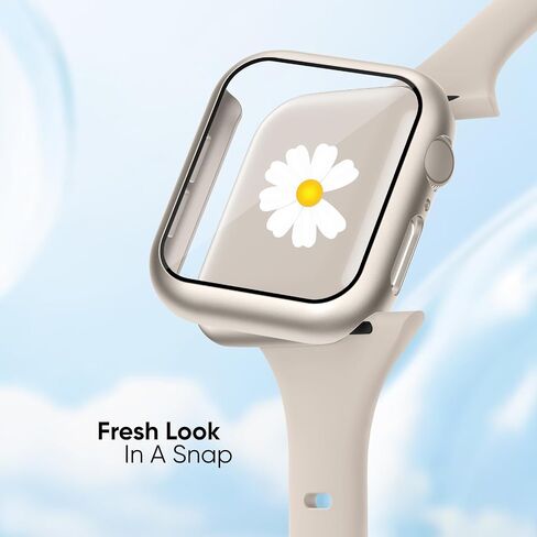 3-IN-1 for Thin Apple Watch Band 40mm 41mm 44mm 45mm with Case & Screen Protector, Slim Skinny Silicone Sport Strap and Cover with 9H Tempered Glass for iWatch Series SE SE2 9 8 7 6 5 4 for Women in Saudi Arabia