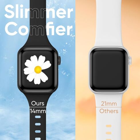 3-IN-1 for Thin Apple Watch Band 40mm 41mm 44mm 45mm with Case & Screen Protector, Slim Skinny Silicone Sport Strap and Cover with 9H Tempered Glass for iWatch Series SE SE2 9 8 7 6 5 4 for Women in Kuwait