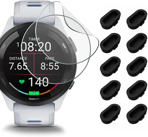 [10 + 2 حزمة] Miimall متوافق مع واقي الشاشة Garmin Forerunner 265 وواقي منفذ الشاحن، ومقابس مضادة للغبار + واقي شاشة من مادة TPU خالية من الفقاعات مضادة للخدش لـ Forerunner 265 in Saudi Arabia