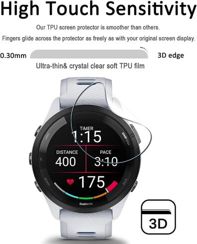 [10 + 2 حزمة] Miimall متوافق مع واقي الشاشة Garmin Forerunner 265 وواقي منفذ الشاحن، ومقابس مضادة للغبار + واقي شاشة من مادة TPU خالية من الفقاعات مضادة للخدش لـ Forerunner 265 in Saudi Arabia