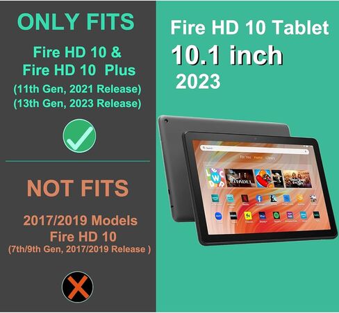 RSAquar Tablet Case Compatible with All-New Amazon Fire HD 10, 13th Generation (2023) and 11th (2021) 10.1" Cover with Auto Sleep Wake, Folding Stand, Hand Strap, Slim PU Protector, Sky Blue in Saudi Arabia