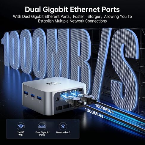 كمبيوتر مكتبي صغير من ACEMAGIC، N95 (يصل إلى 3.4 جيجا هرتز) معالج الجيل الثاني عشر، كمبيوتر مكتبي صغير، ذاكرة وصول عشوائي 16 جيجا بايت 512 جيجا بايت SSD، HDMI مزدوج 4K، كمبيوتر صغير، 2.4/5 جيجا واي فاي، بلوتوث، أعمال/مكتب/HTPC in Kuwait