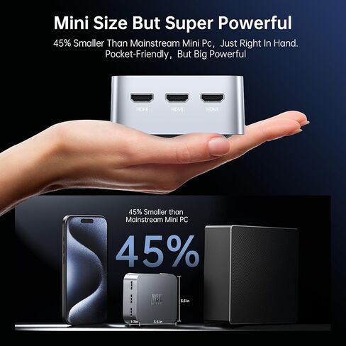 كمبيوتر مكتبي صغير من ACEMAGIC، N95 (يصل إلى 3.4 جيجا هرتز) معالج الجيل الثاني عشر، كمبيوتر مكتبي صغير، ذاكرة وصول عشوائي 16 جيجا بايت 512 جيجا بايت SSD، HDMI مزدوج 4K، كمبيوتر صغير، 2.4/5 جيجا واي فاي، بلوتوث، أعمال/مكتب/HTPC in Kuwait