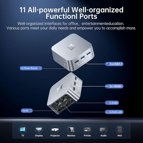 كمبيوتر مكتبي صغير من ACEMAGIC، N95 (يصل إلى 3.4 جيجا هرتز) معالج الجيل الثاني عشر، كمبيوتر مكتبي صغير، ذاكرة وصول عشوائي 16 جيجا بايت 512 جيجا بايت SSD، HDMI مزدوج 4K، كمبيوتر صغير، 2.4/5 جيجا واي فاي، بلوتوث، أعمال/مكتب/HTPC in Kuwait