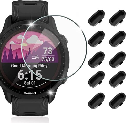 Miimall [10+2 عبوة] متوافق مع واقي الشاشة Garmin Forerunner 955 من الزجاج المقسى مع واقي منفذ الشاحن، قابس مضاد للغبار + طبقة حماية مقاومة للماء لشاشة Garmin Forerunner 955 in Saudi Arabia