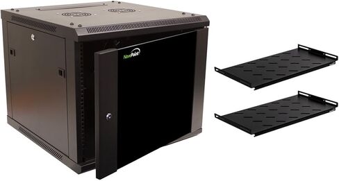 NavePoint 9U جدار جبل خادم الشبكة 19 بوصة خزانة رف الضميمة زجاج الباب قفل ث/أرفف in Saudi Arabia
