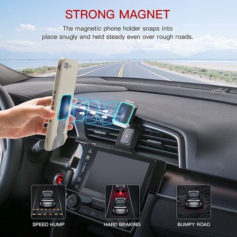 1797 for Honda Civic Accessories Hatchback Type R Coupe Phone Holder Mount 2021 2020 2019 2018 2017 2016 Magnetic Car Cradle for iPhone Samsung Dashboard Navigation Black in Kuwait