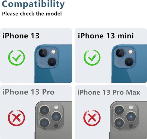 Korecase [عبوة من قطعتين] مصممة لهاتف iPhone 13 / iPhone 13 Mini واقي عدسة الكاميرا من الزجاج المقوى، غطاء كاميرا معدني من الألومنيوم ثلاثي الأبعاد بصلابة 9H، حافظة قوية الالتصاق، أسود منتصف الليل in Kuwait
