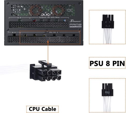 كابل PSU 8 Pin إلى 4+4 Pin CPU، كابل بأكمام ذكر إلى ذكر EPS لوحدة إمداد الطاقة المعيارية ASUS ROG Thor Strix (70 سم) in Saudi Arabia
