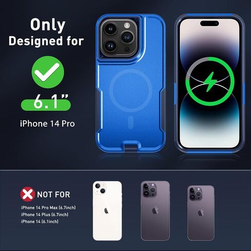 حافظة مغناطيسية 5 في 1 مصممة لهاتف iPhone 14 Pro، حافظة بمشبك حزام شديد التحمل، مع واقي شاشة من الزجاج المقوى (قطعتان)، حافظة هاتف لهاتف iPhone 14 Pro (مغناطيسي، وردي) in Kuwait