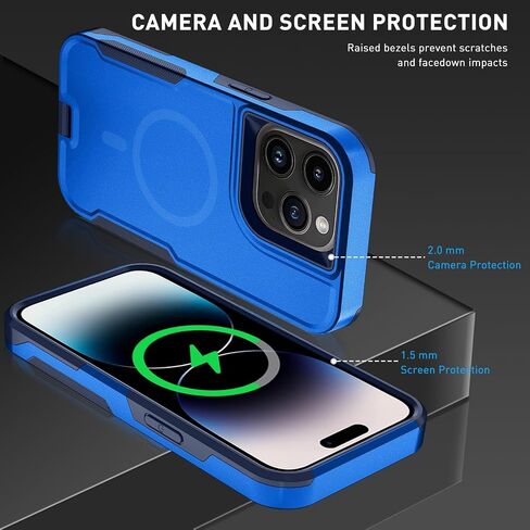 حافظة مغناطيسية 5 في 1 مصممة لهاتف iPhone 14 Pro، حافظة بمشبك حزام شديد التحمل، مع واقي شاشة من الزجاج المقوى (قطعتان)، حافظة هاتف لهاتف iPhone 14 Pro (مغناطيسي، وردي) in Kuwait