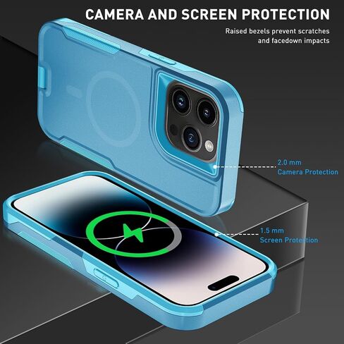 حافظة مغناطيسية 5 في 1 مصممة لهاتف iPhone 14 Pro، حافظة بمشبك حزام شديد التحمل، مع واقي شاشة من الزجاج المقوى (قطعتان)، حافظة هاتف لهاتف iPhone 14 Pro (مغناطيسي، وردي) in Kuwait