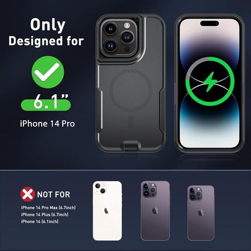 حافظة مغناطيسية 5 في 1 مصممة لهاتف iPhone 14 Pro، حافظة بمشبك حزام شديد التحمل، مع واقي شاشة من الزجاج المقوى (قطعتان)، حافظة هاتف لهاتف iPhone 14 Pro (مغناطيسي، وردي) in Kuwait