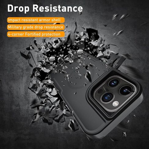 حافظة مغناطيسية 5 في 1 مصممة لهاتف iPhone 14 Pro، حافظة بمشبك حزام شديد التحمل، مع واقي شاشة من الزجاج المقوى (قطعتان)، حافظة هاتف لهاتف iPhone 14 Pro (مغناطيسي، وردي) in Kuwait