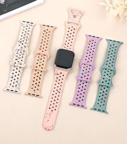 Sport Band for Apple Watch Bands 40mm 41mm 44mm 45mm iWatch Band 38mm 42mm 49mm Women Men,Recycled Plastic - Soft Breathable Silicone Strap for Apple Watch Nike+ Series 9 8 7 6 5 4 3 Ultra/2,SE in Kuwait