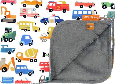 بطانية الأطفال Dear Baby Gear Cars - بطانية أطفال بطبقة مزدوجة - بطانيات للأطفال الصغار - للأولاد والبنات - السيارات والشاحنات ومركبات البناء والمعدات الثقيلة، رمادي - 40 بوصة × 30 بوصة in Kuwait
