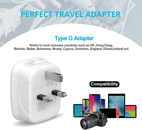 3 Pack US to UK Ireland Travel Plug Adapter, Anstronic International Power Adaptor with 2 USB, 4 in 1 Type G Power Outlet Adaptor for USA to England Kenya Dubai Irish Scotland in Saudi Arabia