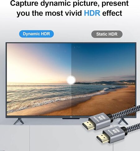 avedio links 8K HDMI Cable 6ft 3 Pack Ultra High Speed ​​HDMI Cable 48Gbps HDMI 2.1 Cable متين نايلون مضفر، 8K @ 60 هرتز، Dynamic HDR، Doby Atmos، 4K HDCP 2.2 HDMI Cable for PS5، TV، Xbox، Monitor in Kuwait