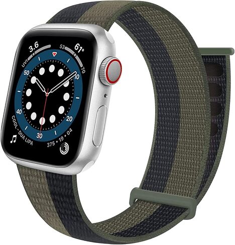 Nylon Sport Loop Band Compatible with Apple Watch Band 38mm 40mm 41mm 42mm 44mm 45mm iWatch Series 7 6 5 SE 4 3 2 1 Strap Nylon Weave Women Men Stretchy Braided Replace Wristband Breathable in Saudi Arabia