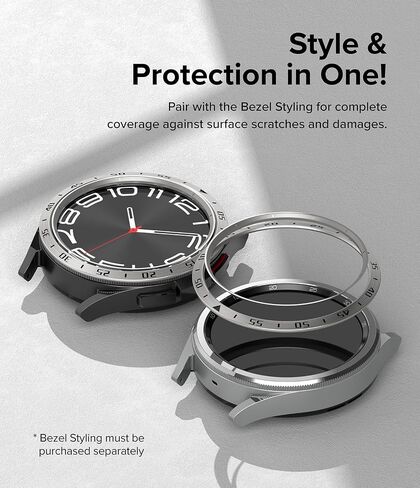 Ringke Inner Bezel Styling [Stylish Stainless Steel Frame] Compatible with Samsung Galaxy Watch 6 Classic Case (47mm), Anti Scratch Protector Adhesive Inner Cover Accessory - 47-IN-03 (ST) Silver in Saudi Arabia