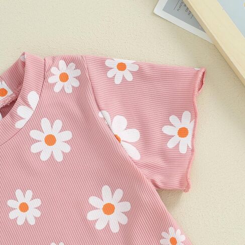 Toddler Baby Girl Summer Outfit Floral Print Crew Neck Short Sleeve T-Shirts Tops and Shorts 2Pcs Clothes Set in Saudi Arabia