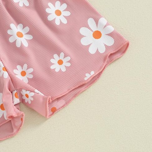 Toddler Baby Girl Summer Outfit Floral Print Crew Neck Short Sleeve T-Shirts Tops and Shorts 2Pcs Clothes Set in Saudi Arabia