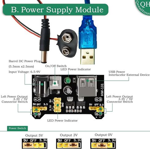 Breadboard Kit with 830 Tie-Points Breadboard,Circuit Board,Potentiometer,Led,Breadboard Power Supply Etc,Electronics Kit Compatible with Arduino R3,Mega2560,Nano,Raspberry Pi,STM32-A in Saudi Arabia