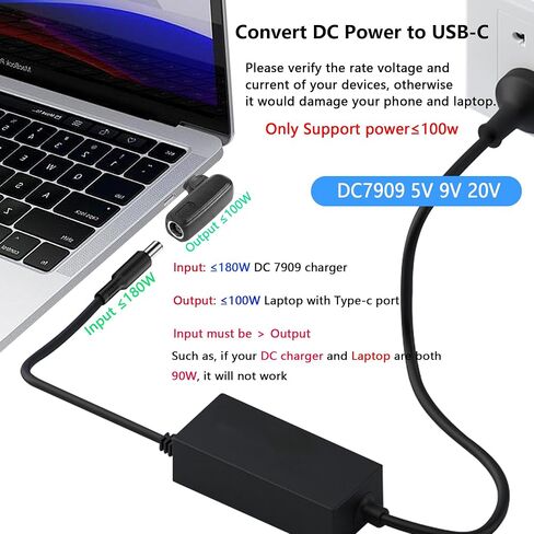 SinLoon 100W PD DC7909 to Type C Power Charging Adapter DC 7.9mm x 0.9mm Female to USB C Male Connector,Uilt-in with PD Automatic Identification Induction Chip,for Phones,Tablets,Laptops (7909 A) in Saudi Arabia