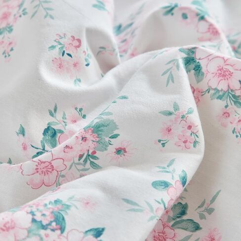 طقم سرير أطفال مكشكش من القطن مكون من 3 قطع لحاف مبطن بالزهور مع ملاءة جاهزة وتنورة سرير - زهور أرجوانية وصفراء - طقم سرير أطفال أبيض أنيق مكشكش لطيف على شكل زهرة بيضاء بطانية ناعمة للفتيات in Kuwait