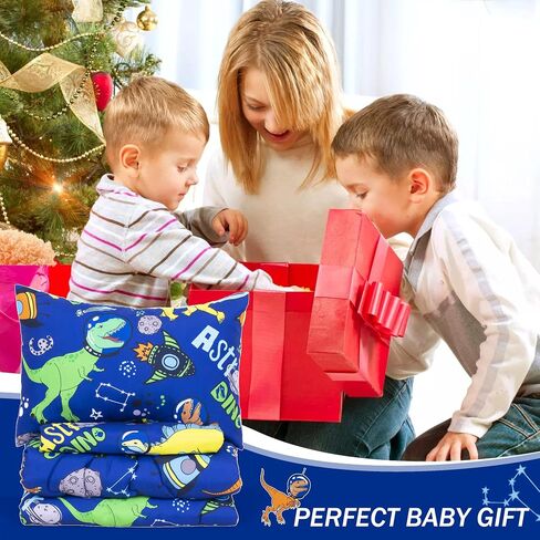 UOMNY Crib Bedding Sets for Boys 3 Piece Dinosaur Space Baby Nursery Bedding Sets Toddler Pillowcase Crib Comforter and Fitted Crib Sheet Kids Bedding Set Blue in Saudi Arabia