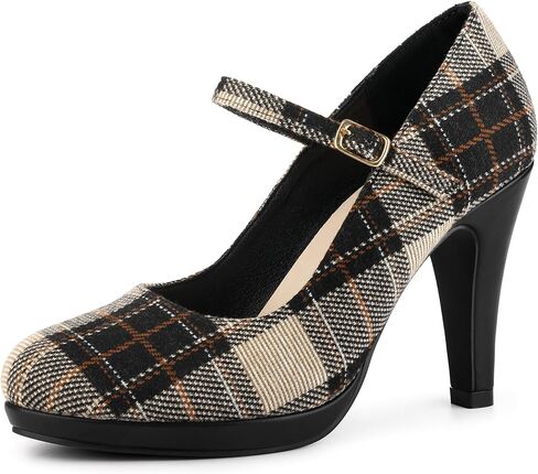 Allegra K Women's Houndstooth Platform Stiletto Heels Mary Janes Pumps in Saudi Arabia