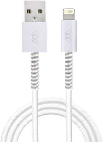 رؤوس كابل MOS Spring Lightning من الألومنيوم، تخفيف الزنبرك، أبيض، 1 قدم in Kuwait