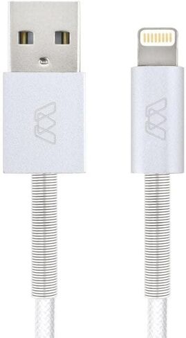 رؤوس كابل MOS Spring Lightning من الألومنيوم، تخفيف الزنبرك، أبيض، 1 قدم in Kuwait