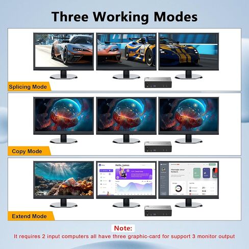 8K @ 60 هرتز KVM Switch 3 شاشات 2 جهاز كمبيوتر 4K @ 144 هرتز، Displayport KVM Switch شاشة ثلاثية لجهازي كمبيوتر مشاركة 3 شاشات، منفذ ميكروفون صوتي و3 أجهزة USB3.0، جهاز تحكم عن بعد سلكي ومحول طاقة 5 فولت in Kuwait