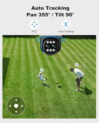 CAMCAMP 4K PoE PTZ Security Camera System, 4X 2.5K Wired PoE IP Surveillance Cameras with Dual-Lens, 10X Hybrid Zoom Auto Tracking, 2-Way Audio, 8CH NVR with 3TB HDD for 24/7 Recording in Kuwait