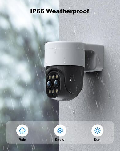 CAMCAMP 4K PoE PTZ Security Camera System, 4X 2.5K Wired PoE IP Surveillance Cameras with Dual-Lens, 10X Hybrid Zoom Auto Tracking, 2-Way Audio, 8CH NVR with 3TB HDD for 24/7 Recording in Kuwait