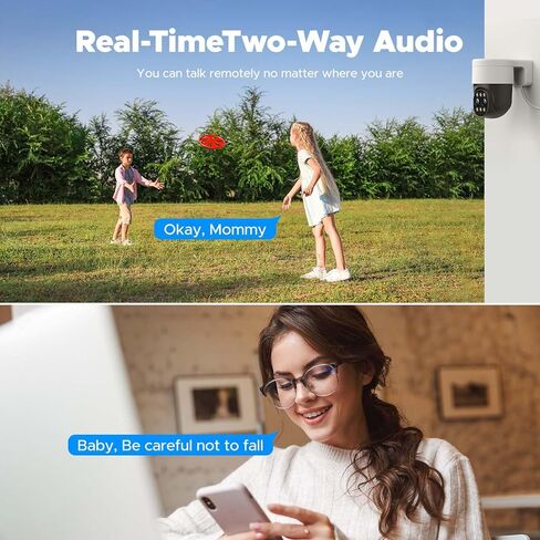 CAMCAMP 4K PoE PTZ Security Camera System, 4X 2.5K Wired PoE IP Surveillance Cameras with Dual-Lens, 10X Hybrid Zoom Auto Tracking, 2-Way Audio, 8CH NVR with 3TB HDD for 24/7 Recording in Kuwait