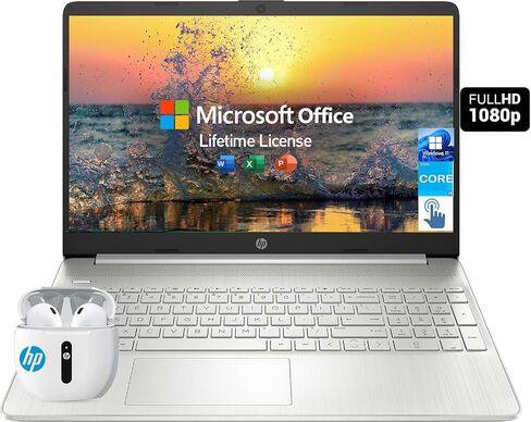 HP Laptop, 15.6 Inch FHD Touch Screen, Intel Core i7-1165G7, 32GB RAM, 1TB SSD, Windows 11 Pro, 10 Number Key, USB C, for Business and Student, Silver, Lifetime Microsoft Office in Saudi Arabia