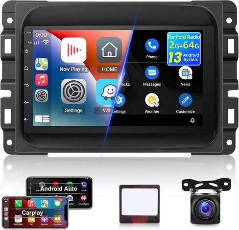 [2G+64G] راديو سيارة لسيارة Dodge RAM 1500 2500 3500 2013-2018 (فقط للتكييف اليدوي)، 7 بوصة Android 13 شاشة لمس ستيريو، Carplay/Android Auto/Hi-Fi Audio/SWC/Bluetooth/1080P in Saudi Arabia