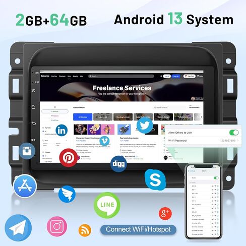 [2G+64G] راديو سيارة لسيارة Dodge RAM 1500 2500 3500 2013-2018 (فقط للتكييف اليدوي)، 7 بوصة Android 13 شاشة لمس ستيريو، Carplay/Android Auto/Hi-Fi Audio/SWC/Bluetooth/1080P in Saudi Arabia