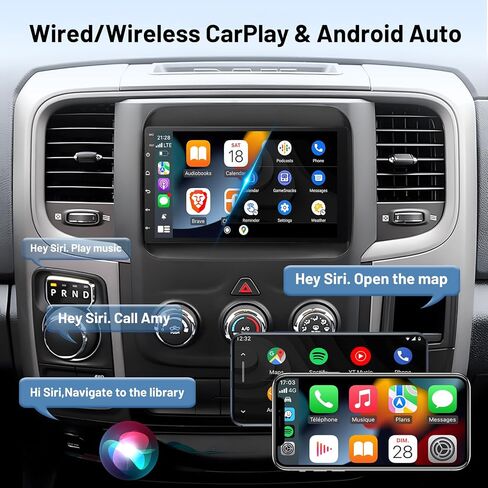 [2G+64G] راديو سيارة لسيارة Dodge RAM 1500 2500 3500 2013-2018 (فقط للتكييف اليدوي)، 7 بوصة Android 13 شاشة لمس ستيريو، Carplay/Android Auto/Hi-Fi Audio/SWC/Bluetooth/1080P in Saudi Arabia
