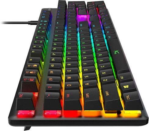 HyperX Alloy Origins - لوحة مفاتيح ميكانيكية للألعاب، إضاءة يتم التحكم فيها بواسطة البرامج وتخصيص ماكرو، عامل شكل مضغوط، إضاءة خلفية LED RGB - مفتاح HyperX Aqua اللمسي (متجدد) in Saudi Arabia