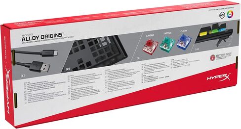 HyperX Alloy Origins - لوحة مفاتيح ميكانيكية للألعاب، إضاءة يتم التحكم فيها بواسطة البرامج وتخصيص ماكرو، عامل شكل مضغوط، إضاءة خلفية LED RGB - مفتاح HyperX Aqua اللمسي (متجدد) in Saudi Arabia
